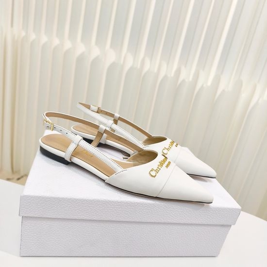 Christian Dior CD Pointed Toe Patent Leather Flat Heel Sandals
