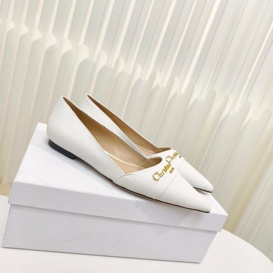 Christian Dior CD Pointed Toe Patent Leather Flat Slip On Shoes