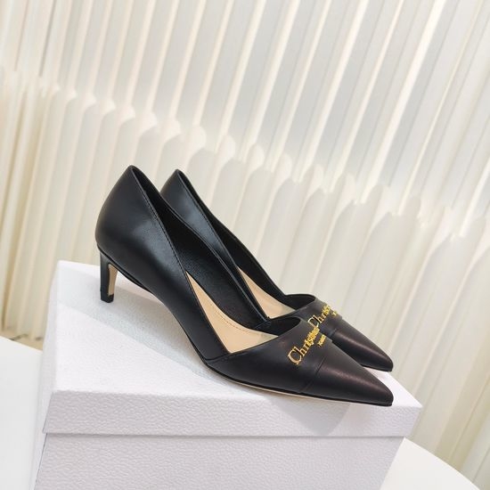 Christian Dior CD Classic Pointed Toe Leather Slip On High Heel Pumps