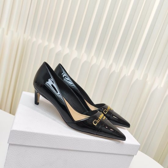 Christian Dior CD Classic Pointed Toe Leather Slip On High Heel Pumps
