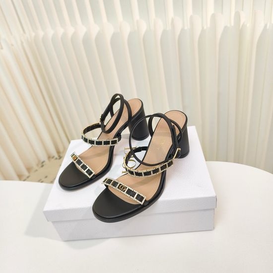 Christian Dior CD Rhinestone Cross Strap High Heel Open Toe Sandals