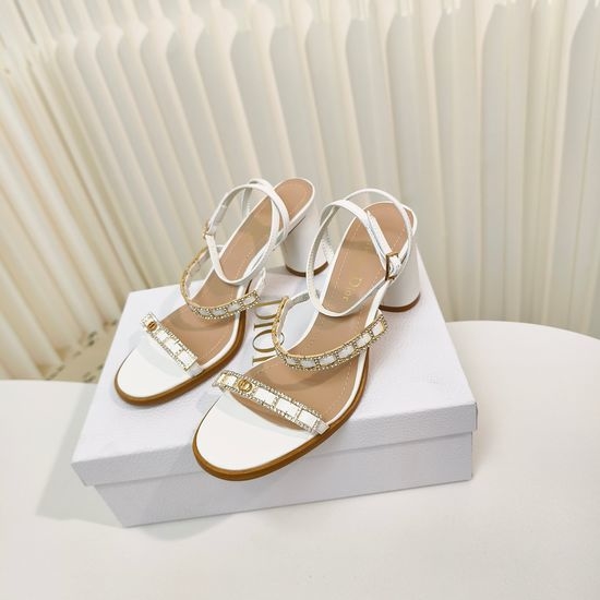 Christian Dior CD Rhinestone Cross Strap High Heel Open Toe Sandals