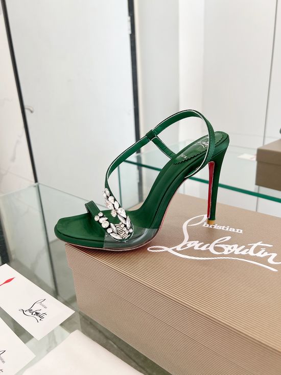 Christian Louboutine Crystal Embellished Wave Strap High Heel Sandals