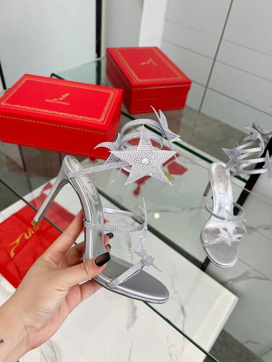 Rene Caovilla Rhinestone Decor Strappy Stiletto Party Sandals