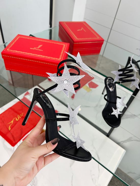 Rene Caovilla Rhinestone Decor Strappy Stiletto Party Sandals