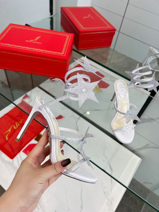 Rene Caovilla Rhinestone Decor Strappy Stiletto Party Sandals