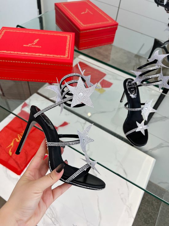 Rene Caovilla Rhinestone Decor Strappy Stiletto Party Sandals