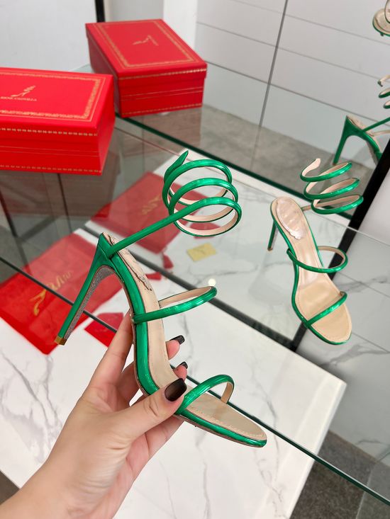 Rene Caovilla Sparkly Snake Strap High Heel Dress Sandals