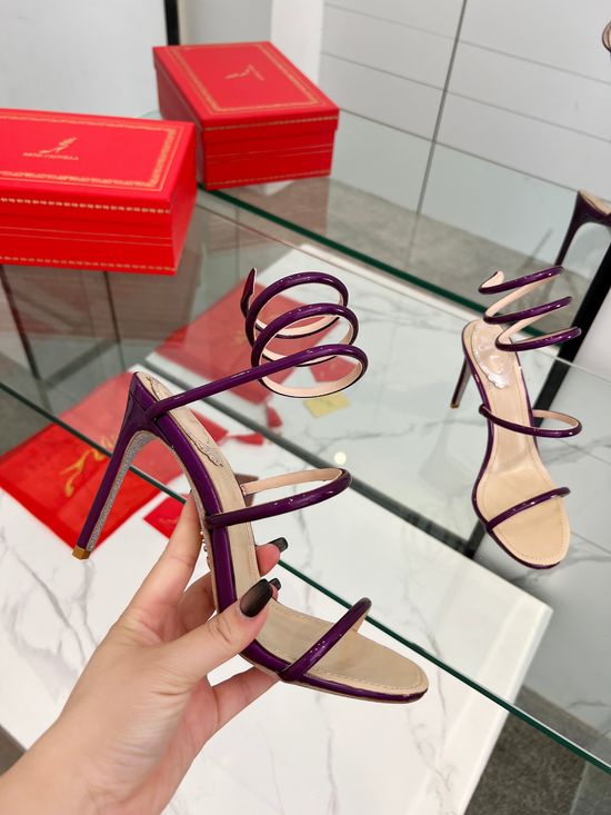 Rene Caovilla Sparkly Snake Strap High Heel Dress Sandals