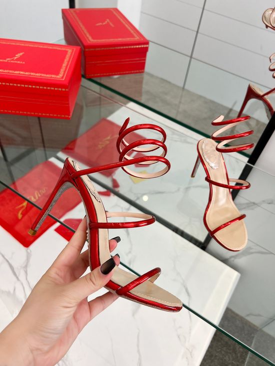 Rene Caovilla Sparkly Snake Strap High Heel Dress Sandals