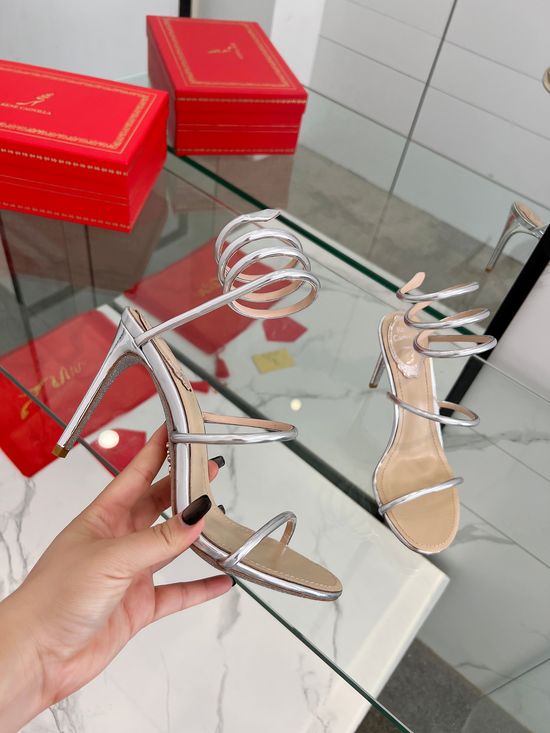 Rene Caovilla Sparkly Snake Strap High Heel Dress Sandals