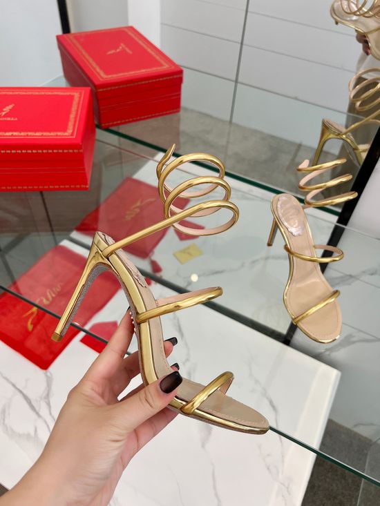 Rene Caovilla Sparkly Snake Strap High Heel Dress Sandals