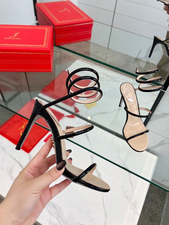 Rene Caovilla Sparkly Snake Strap High Heel Dress Sandals