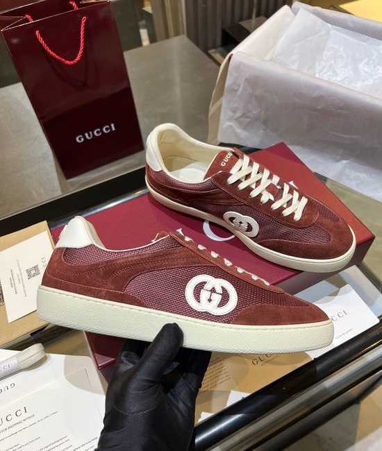 Gucci Premium Retro Casual Training Sneakers Durable Suede Leather Upper