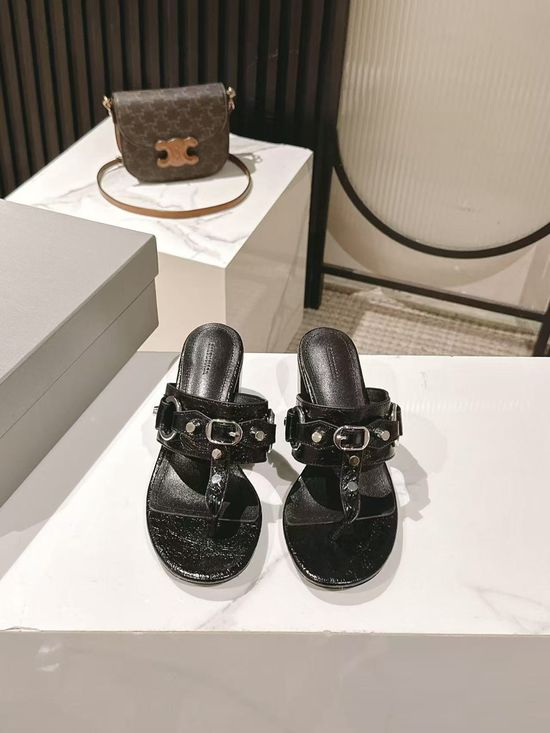 Balenciaga Metal Studded Comfort Flat Slide Sandals