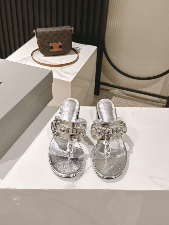 Balenciaga Metal Studded Comfort Flat Slide Sandals