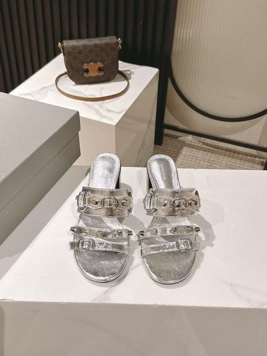 Balenciaga Metal Studded Comfort Flat Slide Sandals