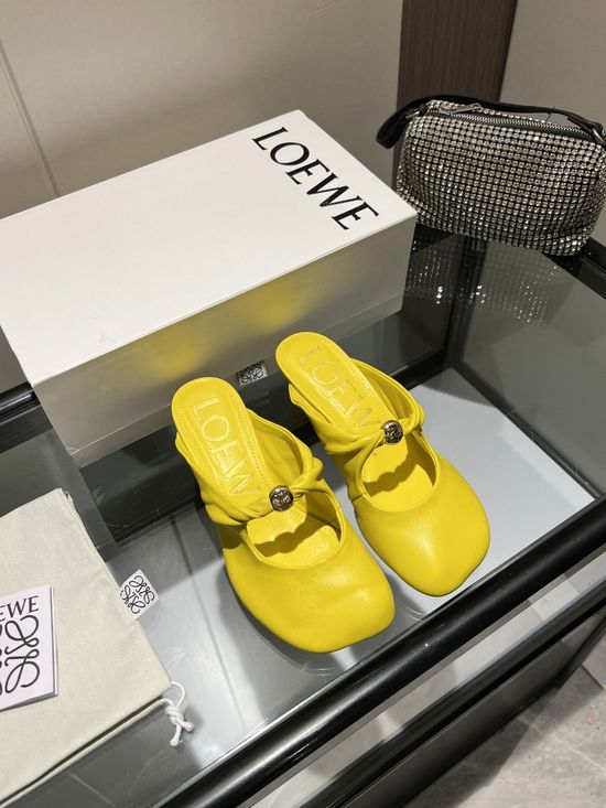Loewe Embroidered Low Heel Slides Soft Sheepskin Lining Comfortable