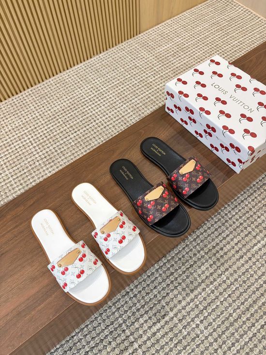 Valentino Cherry Decorative Casual Footwear Soft Leather Upper Comfortable Wear