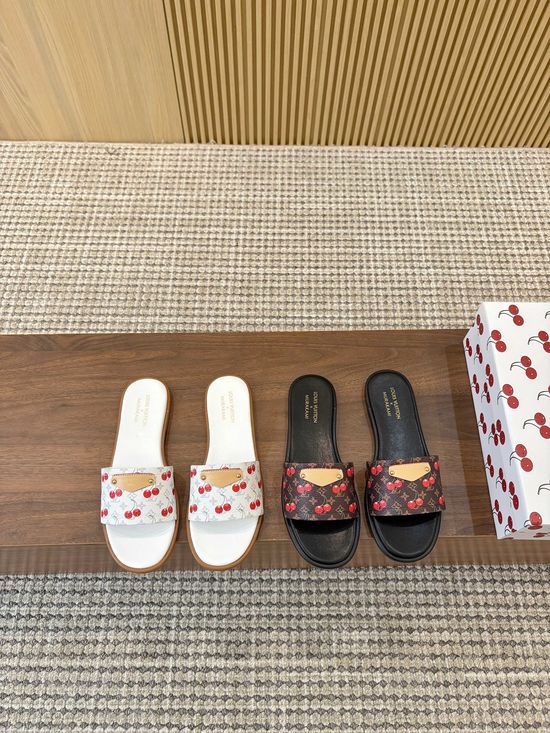 Valentino Cherry Decorative Casual Footwear Soft Leather Upper Comfortable Wear
