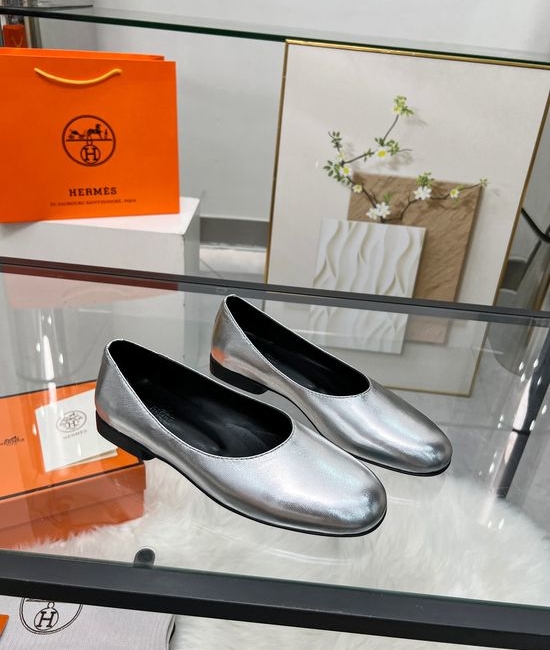 Hermes Silver Membrane Lambskin with Italian Leather Sole
