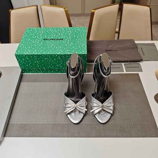 Balenciaga Elegant Bow Strap Open Toe Sandals With Premium Leather Sole