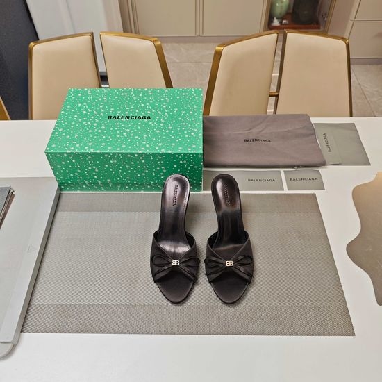 Balenciaga Elegant Bow Strap Open Toe Sandals With Premium Leather Sole