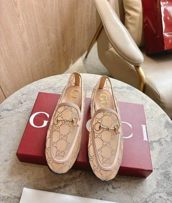 Gucci Light Pink Classic Square Toe Comfortable Flats