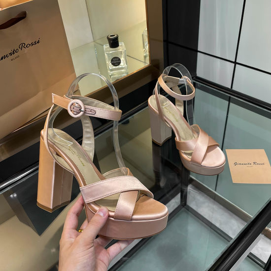 Gianvito Rossi Silk Platform Chunky Heel Elegant Dress Sandals