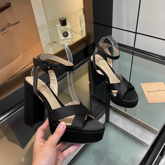 Gianvito Rossi Silk Platform Chunky Heel Elegant Dress Sandals
