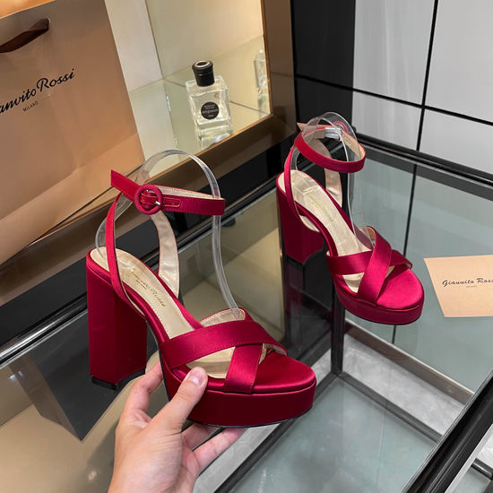 Gianvito Rossi Silk Platform Chunky Heel Elegant Dress Sandals