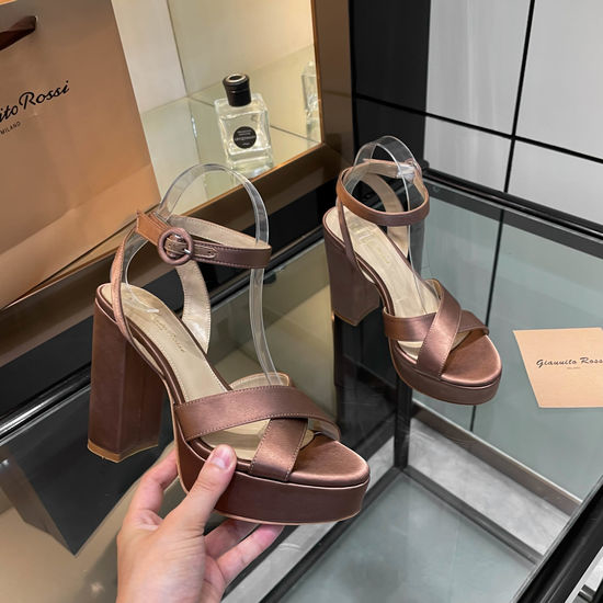 Gianvito Rossi Silk Platform Chunky Heel Elegant Dress Sandals