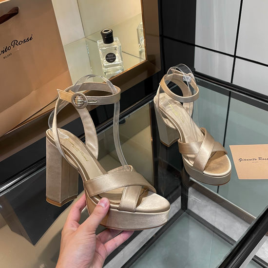Gianvito Rossi Silk Platform Chunky Heel Elegant Dress Sandals