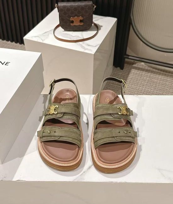 Celine Vintage Retro Leather Sandals Slip On Casual Footwear