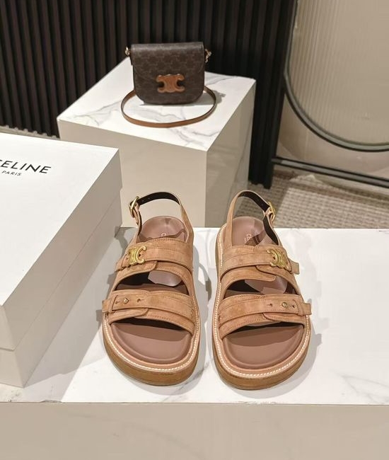 Celine Vintage Retro Leather Sandals Slip On Casual Footwear