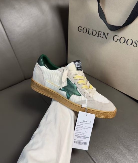 Golden Goose GGDB Vintage Distressed Casual Sneakers With Green Accents
