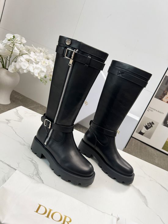 Christian Dior Vintage English Brogue Knight Knee-High Boots