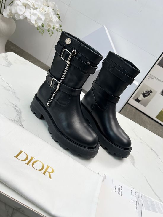 Christian Dior Retro English Brogue Stylish Knee-High Riding Boots