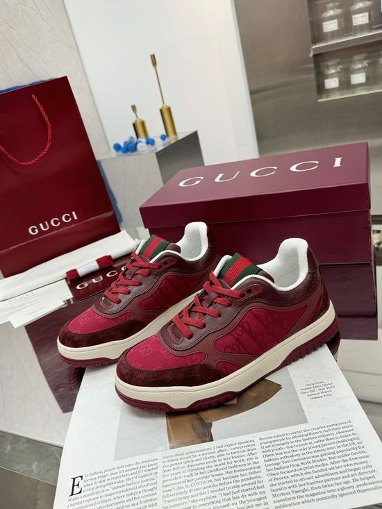 Gucci Vintage Distressed High Low Top Casual Leather Sneakers