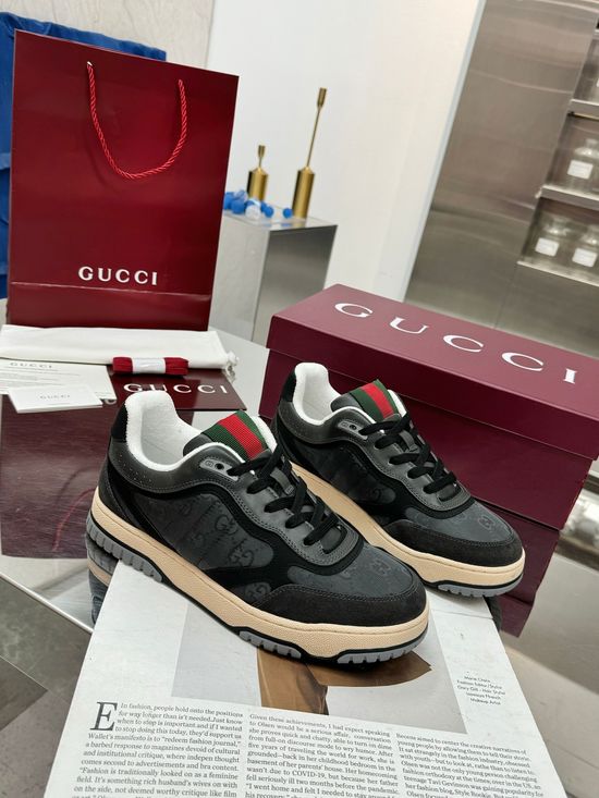 Gucci Vintage Distressed High Low Top Casual Leather Sneakers