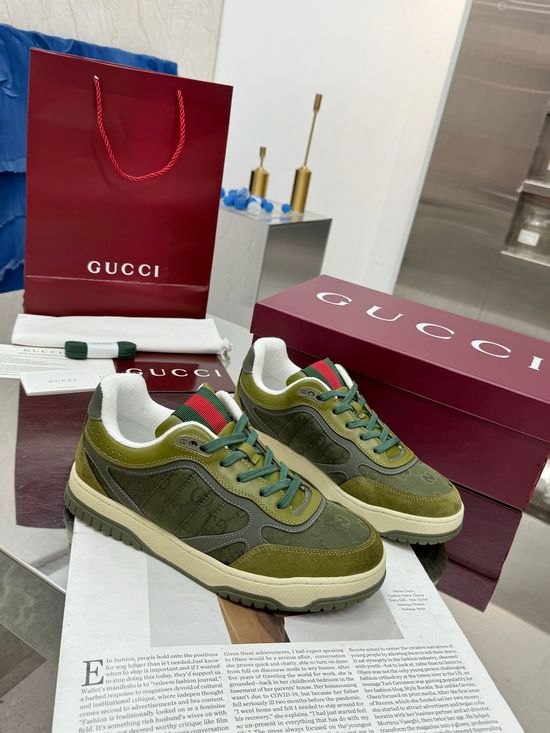 Gucci Vintage Distressed High Low Top Casual Leather Sneakers
