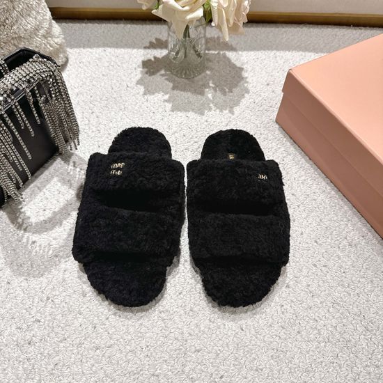 Miu Miu Soft Plush Slip-On Mules Comfortable Casual Footwear