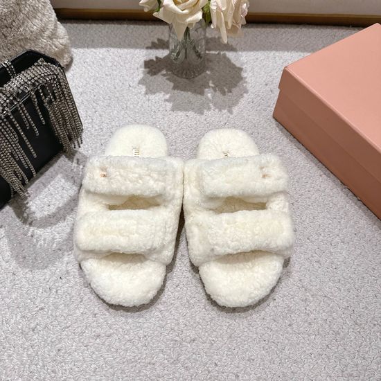 Miu Miu Soft Plush Slip-On Mules Comfortable Casual Footwear