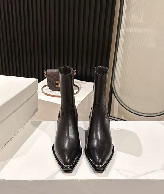 Celine Classic Logo Embellished Calfskin Ankle Boots