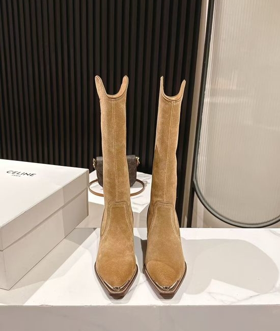 Celine High-end Logo Adorned Calfskin Ankle Boots