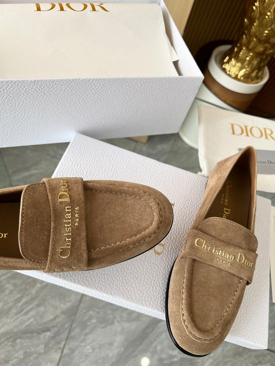 Christian Dior Classic Loafer Shoes with Decorative Buckle Leather Lining