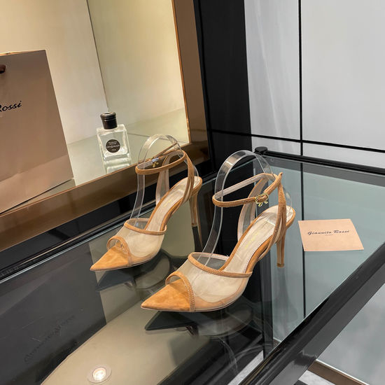 Gianvito Rossi Elegant Pointed Toe Mesh High Heel Mules