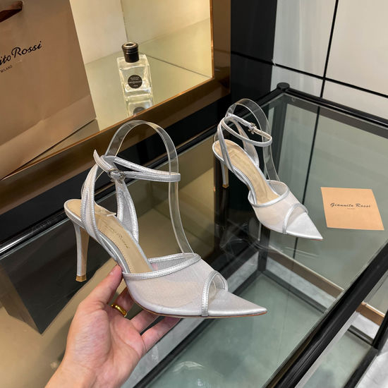 Gianvito Rossi Elegant Pointed Toe Mesh High Heel Mules