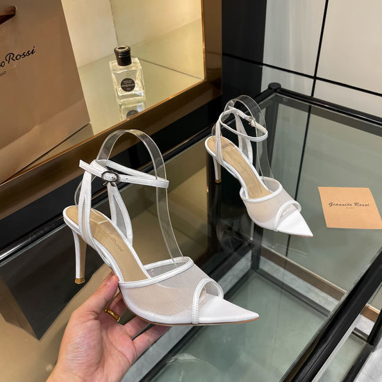 Gianvito Rossi Elegant Pointed Toe Mesh High Heel Mules