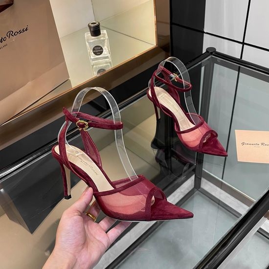 Gianvito Rossi Elegant Pointed Toe Mesh High Heel Mules